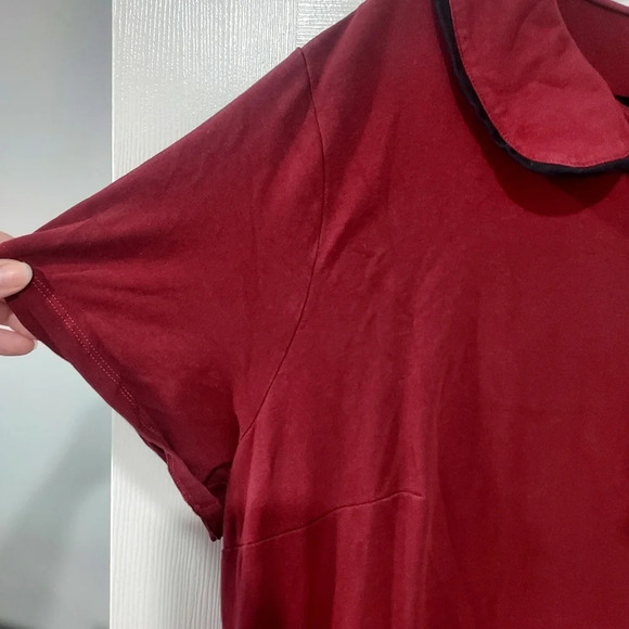 eShakti Contrast Trim Peter Pan Collar Cotton Knit Maxi Dress in Size 3X - 26W - Picture 5 of 10